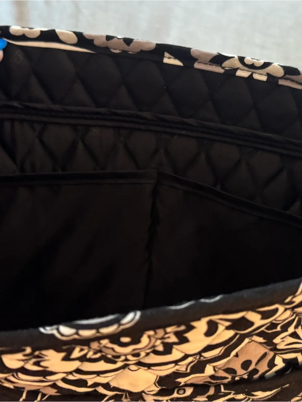 Vera Bradley Black & White Quilted Floral Laptop Crossbody